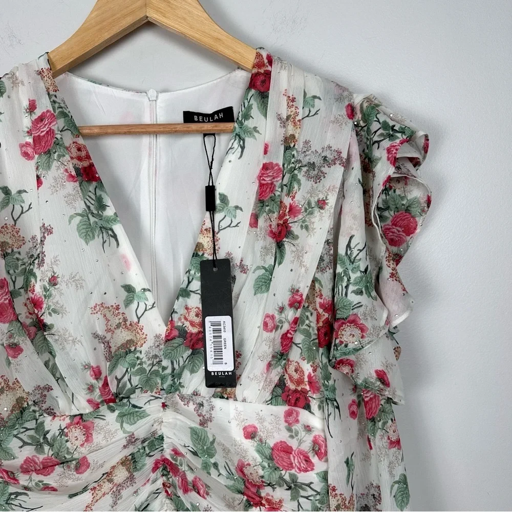 BEULAH London Floral Ruched Mini Dress - Picture 7 of 8